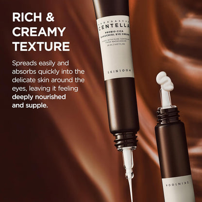 Rich and creamy texture: the dropper applicator dispensing a bead of cream, spreads easily and absorbs quickly around the eyes
