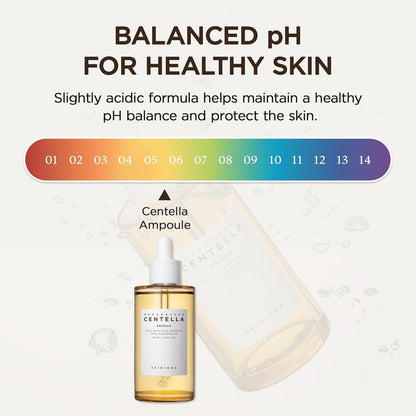 Balanced pH for healthy skin: a pH scale showing the slightly acidic Centella Ampoule