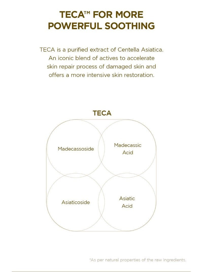 SKIN1004 Madagascar Centella Cream 75ml TECA panel: madecassoside, asiaticoside, madecassic acid and asiatic acid, the four purified actives from centella asiatica