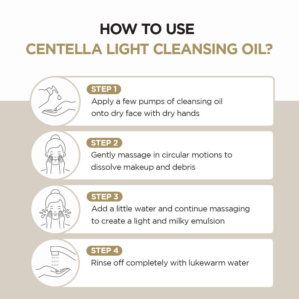 SKIN1004 Madagascar Centella Light Cleansing Oil 200ml - How to use