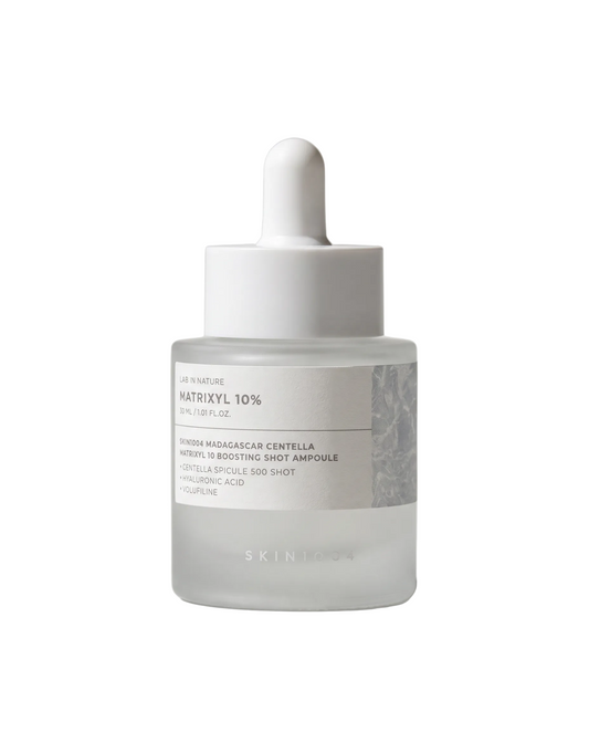 SKIN1004 Matrixyl 10% Peptide Boosting Shot Ampoule 30ml - frosted dropper bottle on a grey background