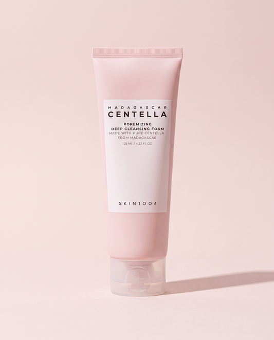 SKIN1004 Poremizing Deep Cleansing Foam 125ml - pink cleansing foam tube on a white background