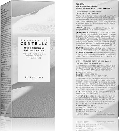 The outer carton for the Tone Brightening Capsule Ampoule with its printed ingredients and instructions panel