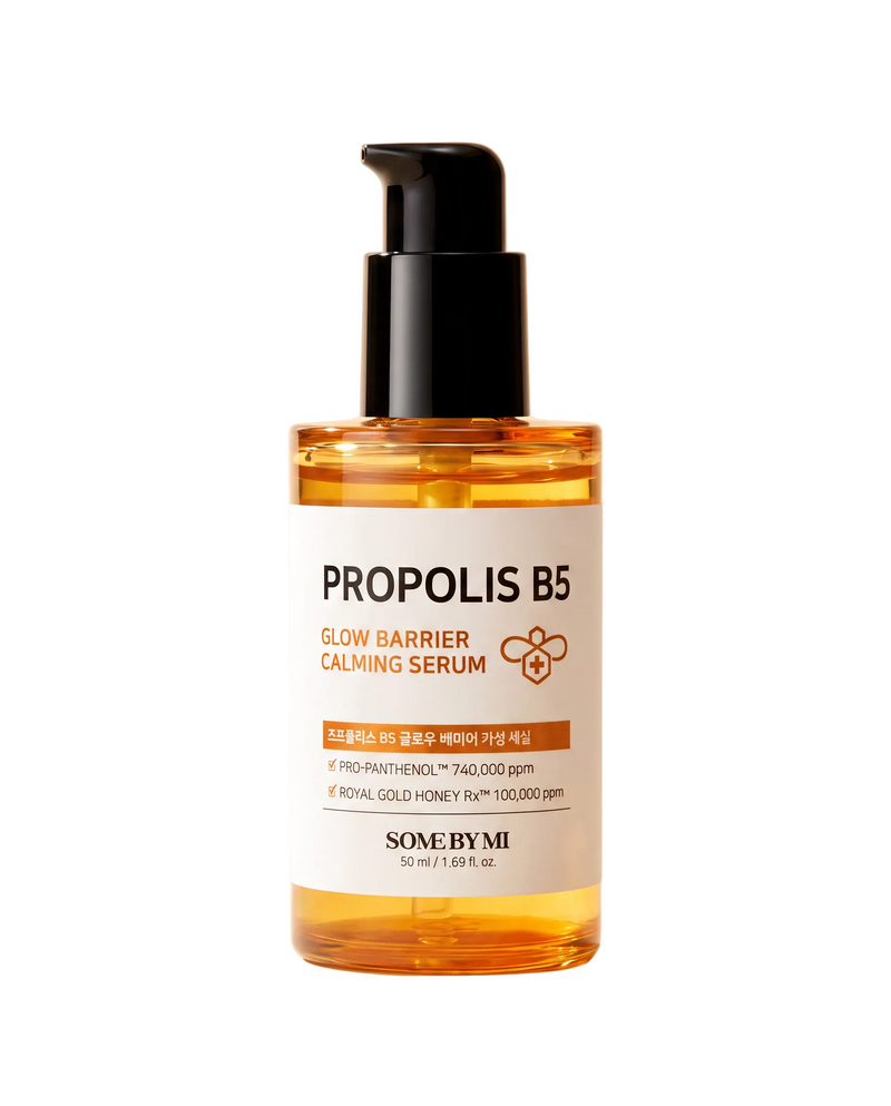 Some By Mi Propolis B5 Glow Barrier Serum 50ml - amber pump bottle, front label, peach background
