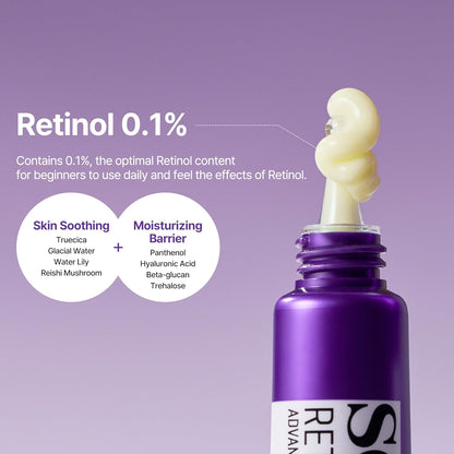 Retinol 0.1%: a curl of cream on the tube's tip, the optimal content for beginners, with Truecica for soothing and panthenol for the barrier