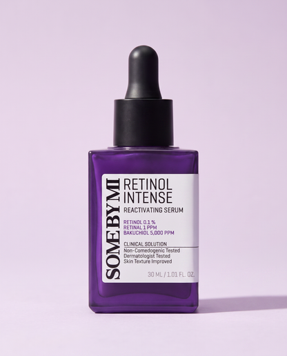 Some By Mi Retinol Intense Reactivating Serum 30ml - purple serum bottle, front label, lilac background
