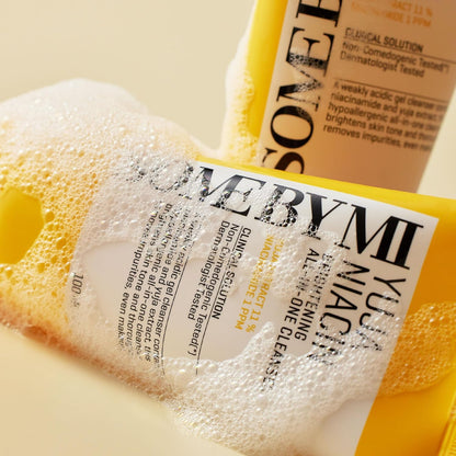 A close-up of the yellow tube lying in white foam