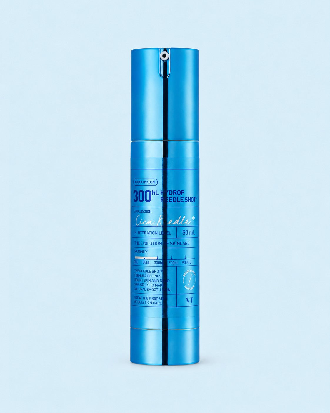 VT Cosmetics Hydrop Reedle Shot 300hL 50ml on a coloured background