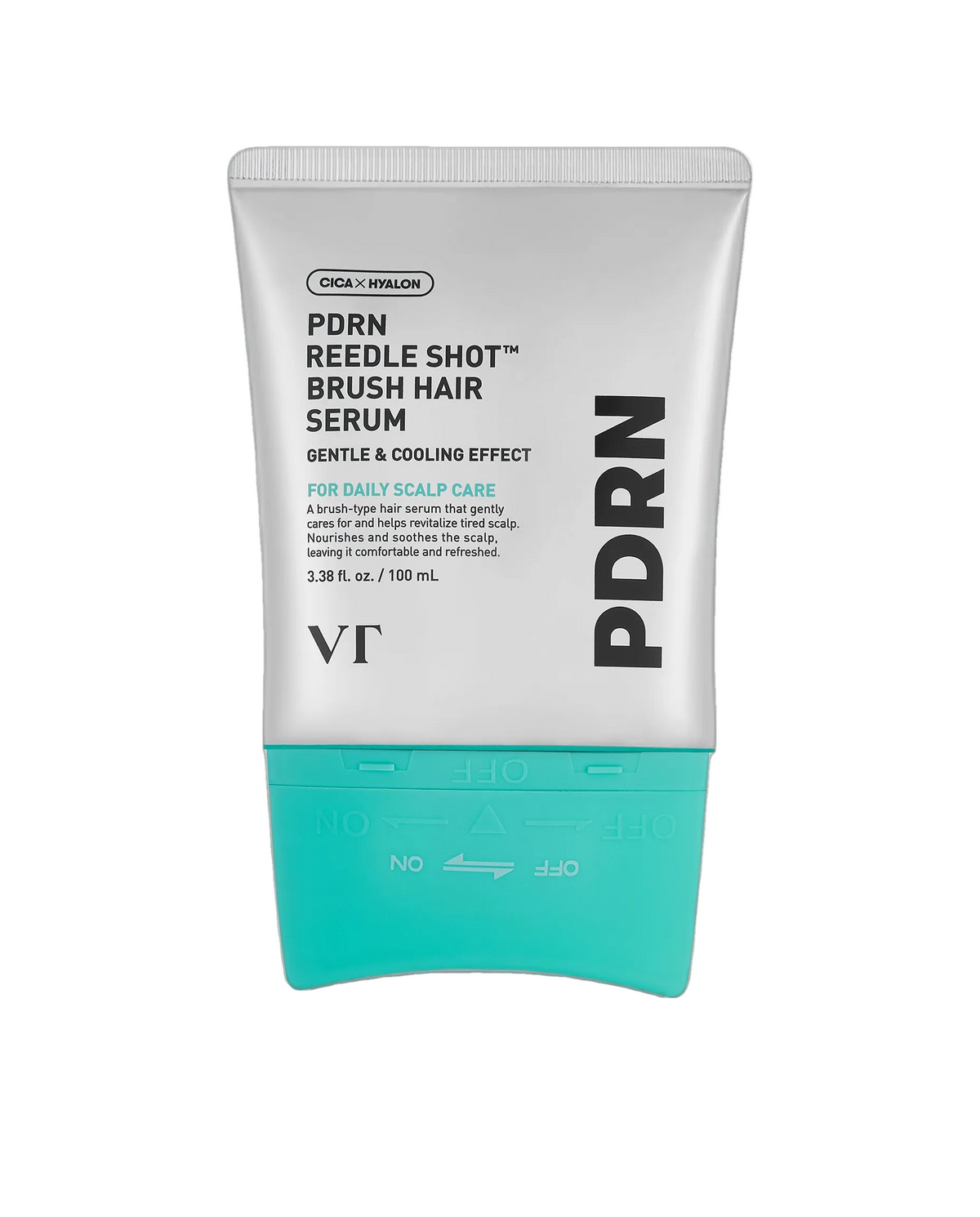VT Cosmetics PDRN Reedle Shot Hair Serum 100ml - mint and white hair serum tube on a white background