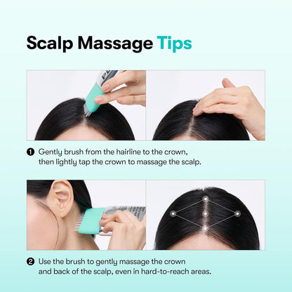Scalp massage tips: brush from hairline to crown then tap the crown, and massage the crown and back of the scalp