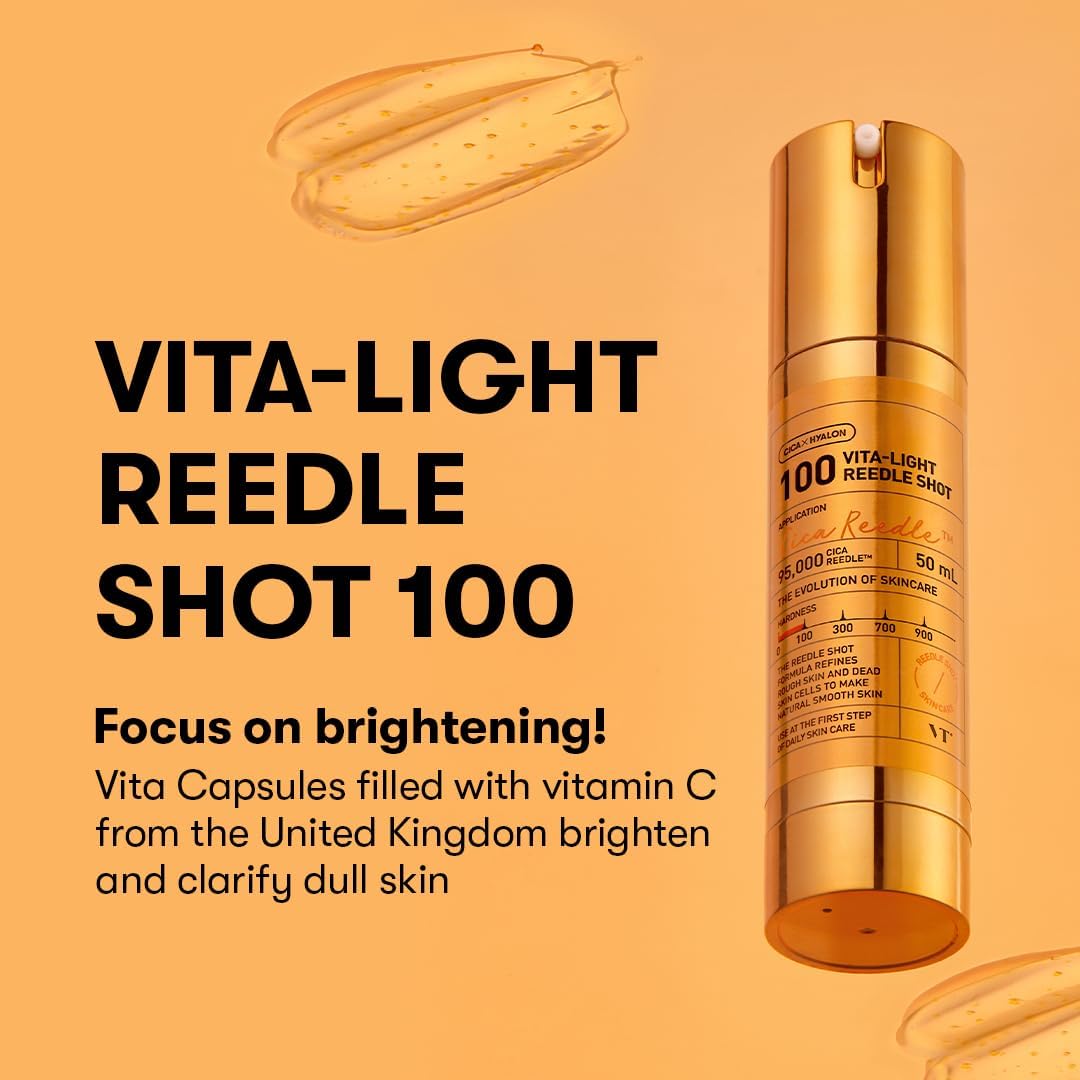 Vita-Light Reedle Shot 100 on orange: focus on brightening, with vita capsules of vitamin C from the United Kingdom to clarify dull skin