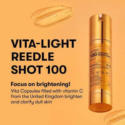 Vita-Light Reedle Shot 100 on orange: focus on brightening, with vita capsules of vitamin C from the United Kingdom to clarify dull skin