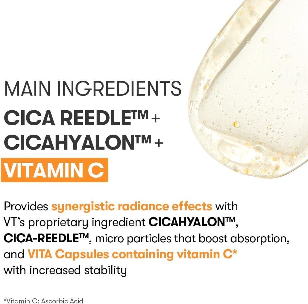 Main ingredients: Cica Reedle plus Cica Hyalon plus vitamin C, with vita capsules for increased stability, beside a swipe of gel